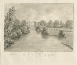 Bishton Hall: sepia drawing, 1841dani af John Buckler