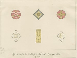 Blithfield Church - malet glas: blyantstegninger af John Buckler