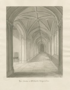 Blithfield Hall - Cloisters: sepia tegning af John Buckler