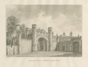 Blithfield Hall: sepia tegning af John Buckler
