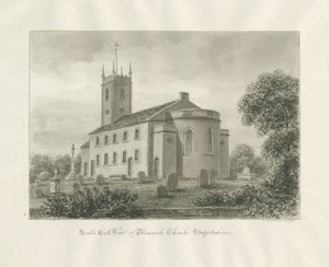 Bloxwich Church: sepia tegning af John Buckler