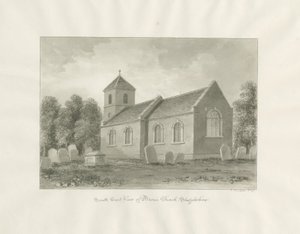 Broom (nu Worcestershire) kirke: sepia tegning af John Buckler