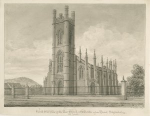 Burton-upon-Trent - Holy Trinity Church: sepia-tegning, 1839 af John Buckler