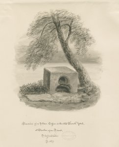 Burton-upon-Trent - Stenkiste i Old Churchyard: sepia-tegning af John Buckler
