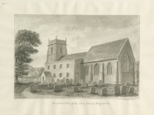 Bushbury Church: sepia tegning, 1845 af John Buckler