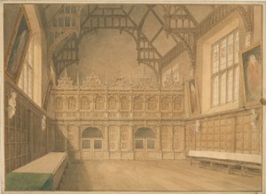 Cambridgeshire - Trinity College Hall - Indvendig udsigt af John Buckler