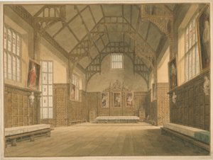 Cambridgeshire - Trinity College Hall - Interior View, 1818dani af John Buckler
