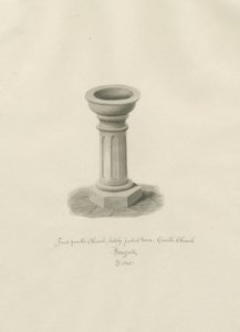 Slotskirken - Font i Kirken: sepia tegning af John Buckler