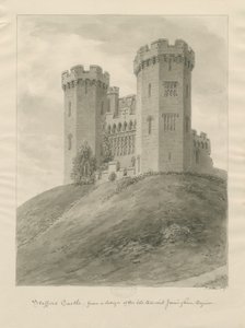 Castle Church - Stafford Castle: sepia tegning af John Buckler