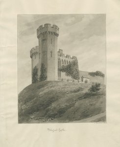 Castle Church - Stafford Castle: sepia tegning af John Buckler