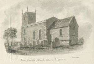 Cauldon Church: sepia tegning, 1844 af John Buckler