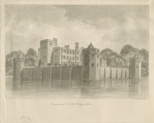 Caverswall Castle: sepia tegning af John Buckler