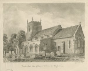 Caverswall Church: sepia tegning af John Buckler