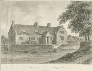 Caverswall Village - Gamle huse: sepia-tegning, 1840 af John Buckler
