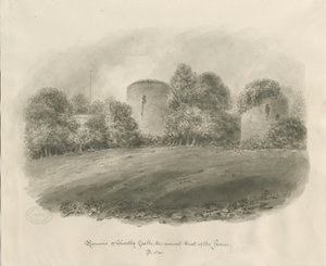 Chartley Castle: sepia tegning af John Buckler