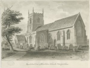 Cheddleton Church: sepia tegning af John Buckler