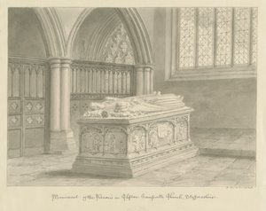 Clifton Campville Church - Vernon Monument: sepia tegning af John Buckler