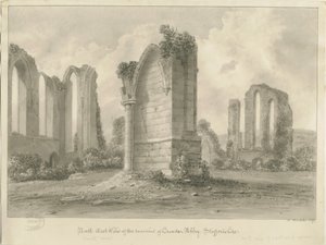 Croxden Abbey: sepia tegning af John Buckler