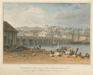 Devonshire - Bideford - Bridge and Town, 1827dani af John Buckler
