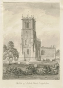 Eccleshall Church: sepia tegning af John Buckler