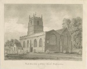 Elford Church: sepia tegning, 1838 af John Buckler