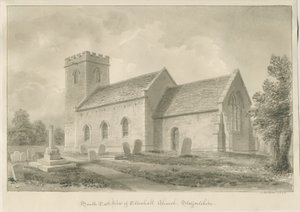 Ellenhall Church: sepia tegning af John Buckler