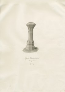 Skrifttype i Aldridge Church: sepia-tegning af John Buckler