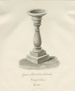 Skrifttype i Barlaston Church: sepia vask tegning, 1844 af John Buckler