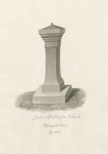 Skrifttype i Bobbington Church: sepia tegning af John Buckler