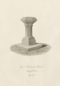 Skrifttype i Bucknall Church: sepia tegning af John Buckler