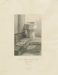 Skrifttype i Clifton Campville Church: sepia tegning af John Buckler