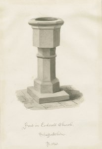 Font i Codsall Church: sepia tegning af John Buckler