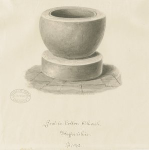 Skrifttype i Colton Church: sepia-tegning, 1842 af John Buckler