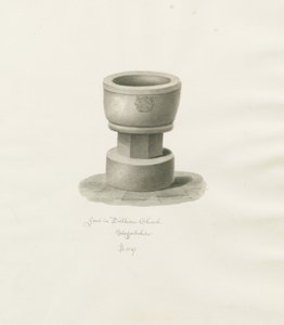 Font in Dilhorne Church: sepia drawing, 1847dani af John Buckler