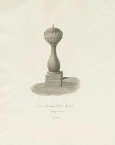 Font in Drayton Bassett Church: sepia drawing, 1848dani af John Buckler