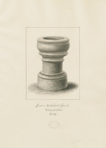 Skrifttype i Eccleshall Church: sepia-tegning af John Buckler