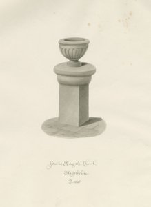 Skrifttype i Edingale Kirke: sepia tegning af John Buckler
