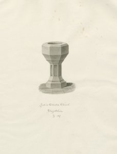 Skrifttype i Ellastone Church: sepia tegning af John Buckler