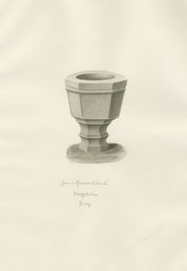 Skrifttype i Grindon Church: sepia tegning af John Buckler