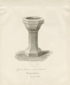 Skrifttype i Hammerwich Church: sepia-tegning, juni 1843 (tegning) af John Buckler