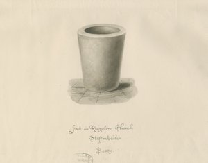Font in Kingstone Church: sepia drawing, 1839dani af John Buckler