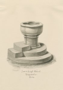 Skrifttype i Leigh Church: sepia tegning af John Buckler