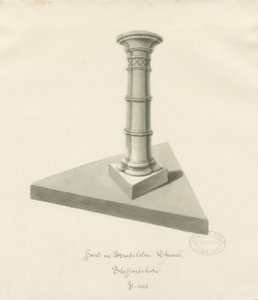 Font in Mucklestone Church: sepia wash drawing, 1843dani af John Buckler