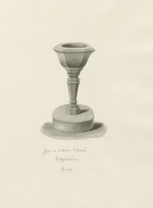 Skrifttype i Okeover Kirke: sepia tegning af John Buckler