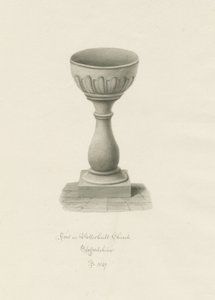 Skrifttype i Patshull Church: sepia tegning af John Buckler