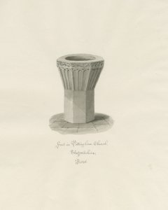 Skrifttype i Pattingham Church: sepia vask tegning, 1846 af John Buckler