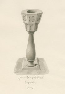 Skrifttype i Thursfield Chapel: sepia vask tegning af John Buckler