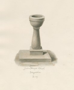 Font i Waterfall Church: sepia tegning af John Buckler