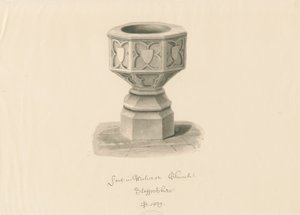 Skrifttype i Wichnor Kirke: sepia tegning af John Buckler