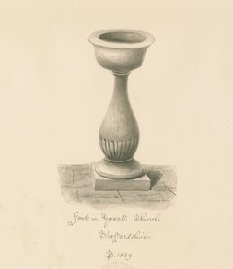 Font in Yoxall Church: sepia drawing, 1839dani af John Buckler